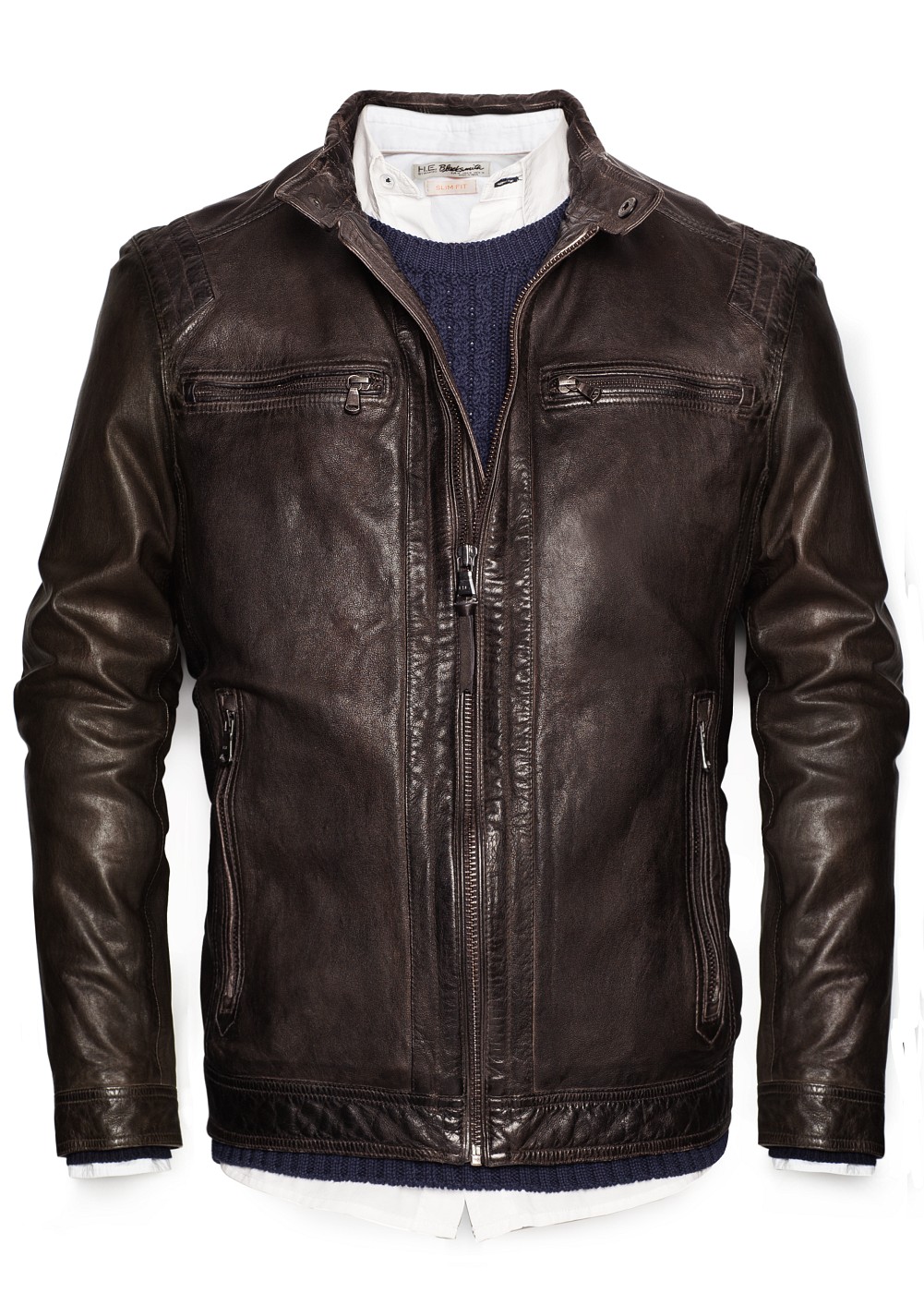 Mango Quilted Panels Leather Jacket in Brown for Men (Chocolate) | Lyst