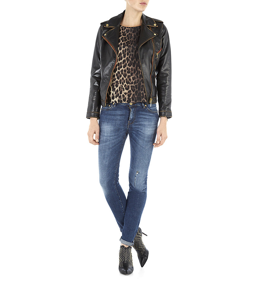 Love Moschino Worn Leather Jacket In Black Lyst Gallery
