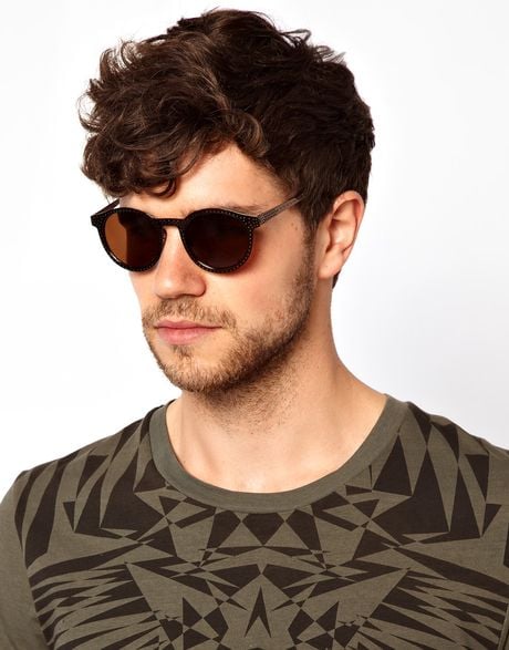 Asos Round Sunglasses with Metal Frame in Brown for Men - Lyst