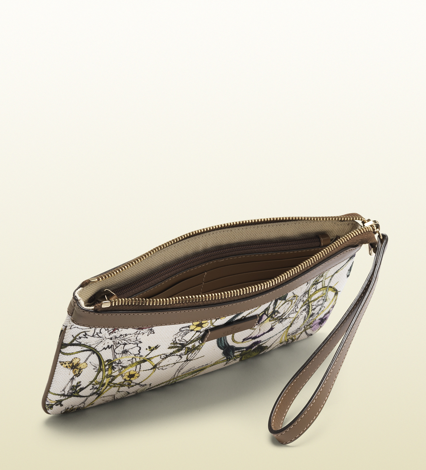 Lyst - Gucci Infinity Flora Print Canvas Wristlet in Brown