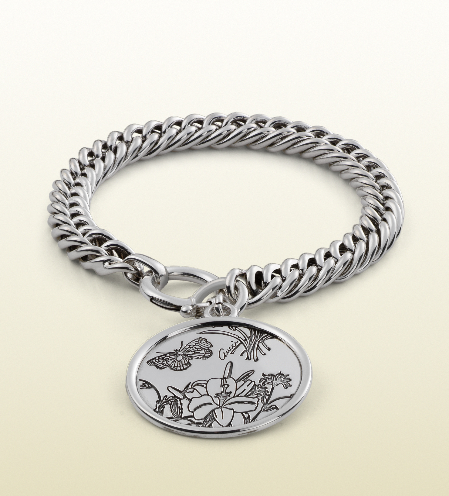 Lyst - Gucci Flora Bracelet In Sterling Silver in Metallic for Men