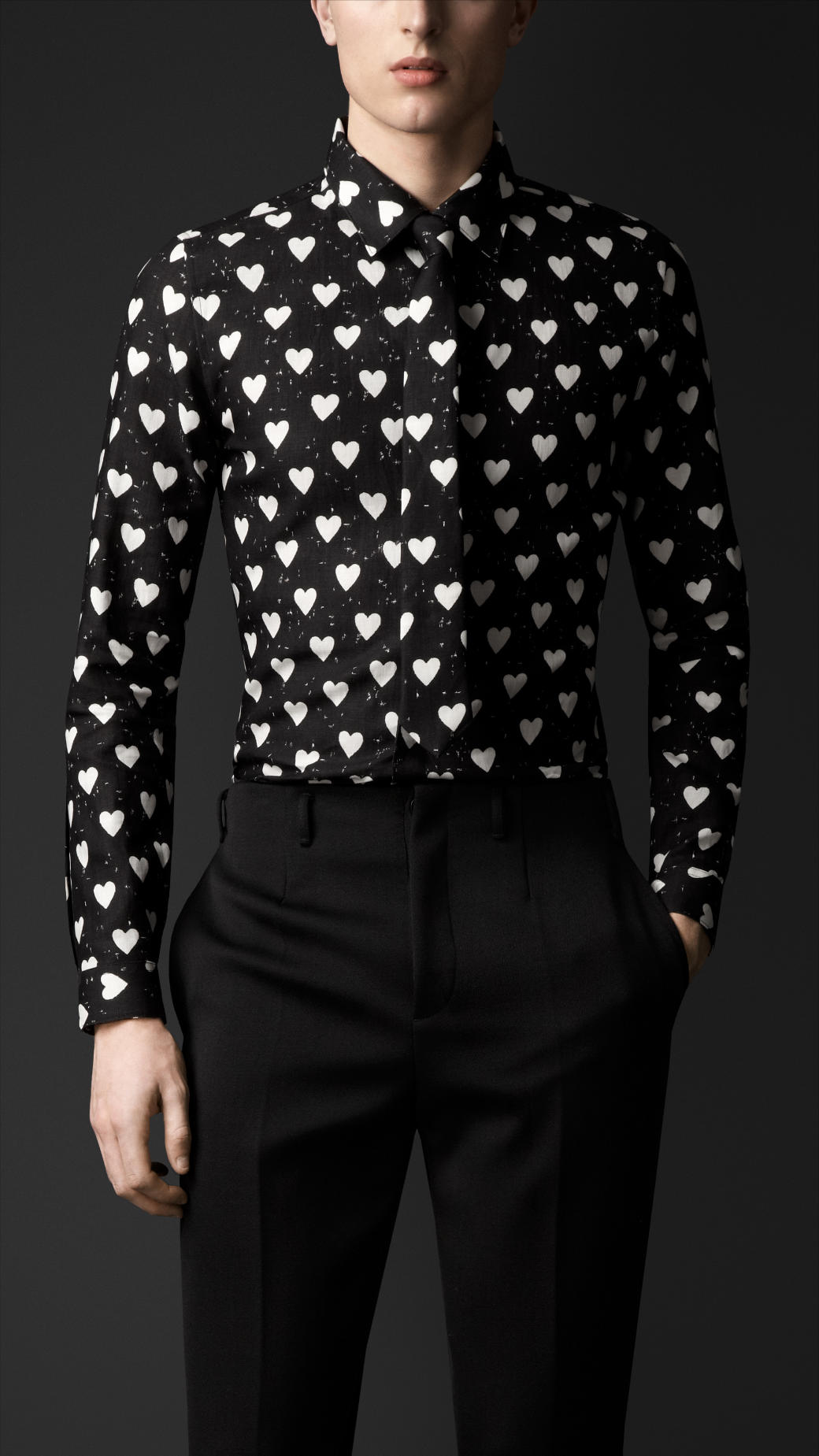 Lyst - Burberry Heart Print Cotton Shirt in Black for Men