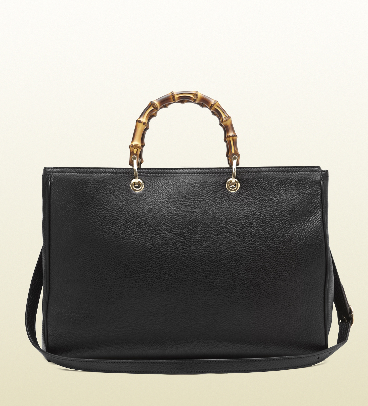 Gucci Bamboo Leather Tote in Black (bamboo) | Lyst