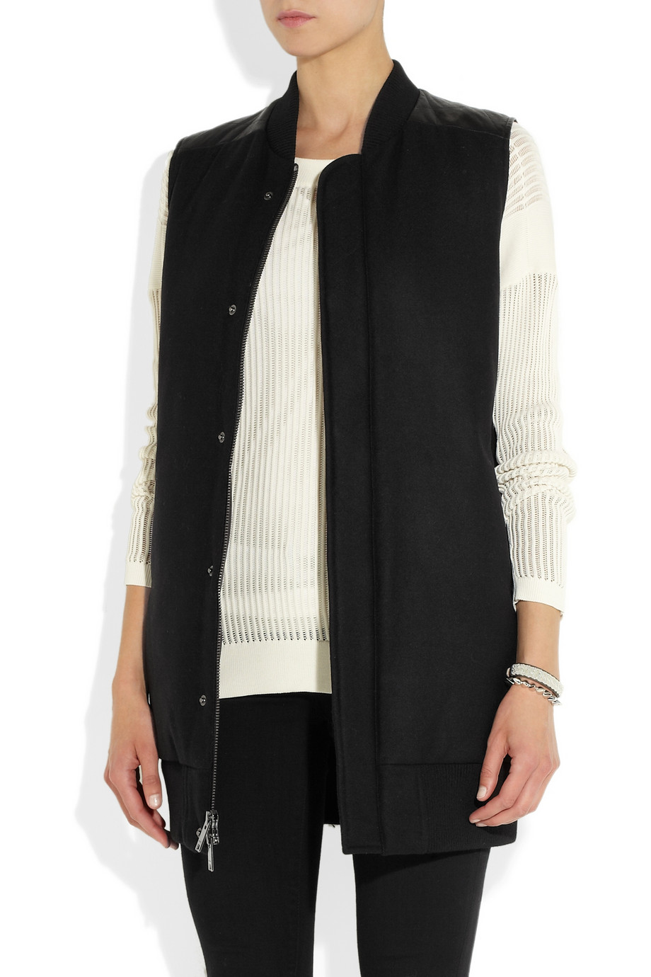 Lyst Dkny Padded Woolblend Felt Vest in Black