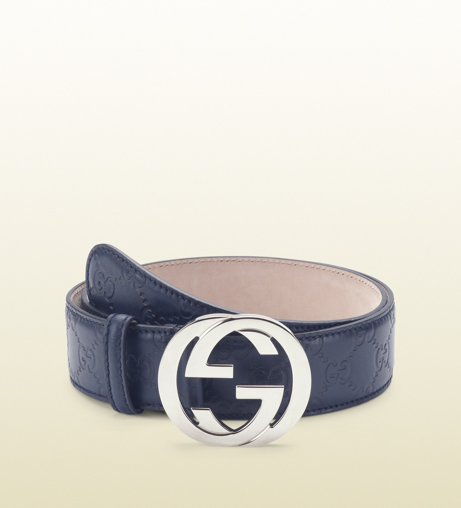 Lyst - Gucci Ssima Leather Belt With Interlocking G Buckle in Blue