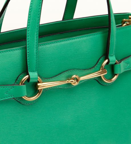 Gucci Bright Bit Jasmine Green Leather Top Handle Tote in Green | Lyst