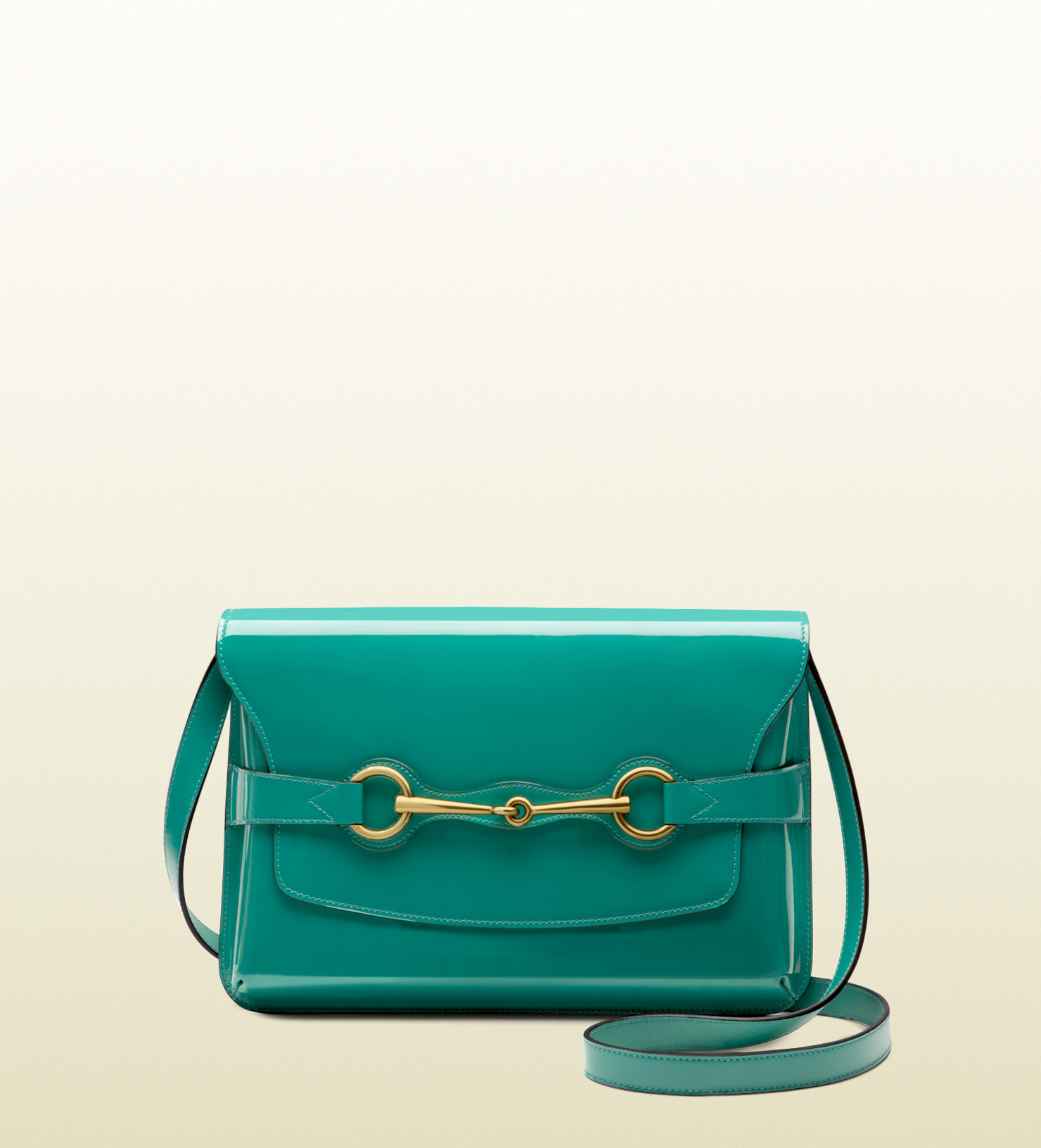 Lyst - Gucci Bright Bit Patent Leather Shoulder Bag in Green