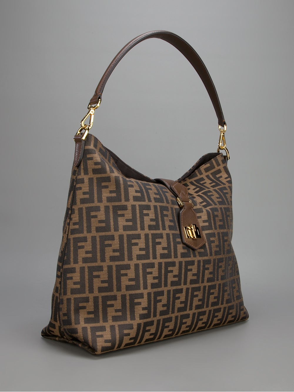 Fendi Classic Hobo Logo Bag in Brown - Lyst