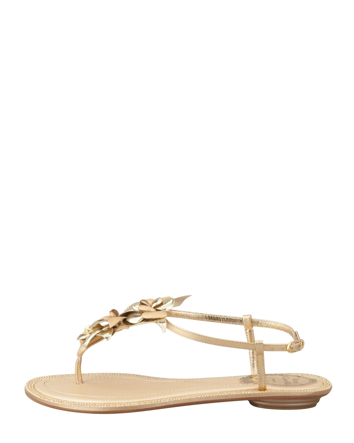 Lyst - Rene Caovilla Mixedmedia Flat Flower Thong Sandal in Metallic