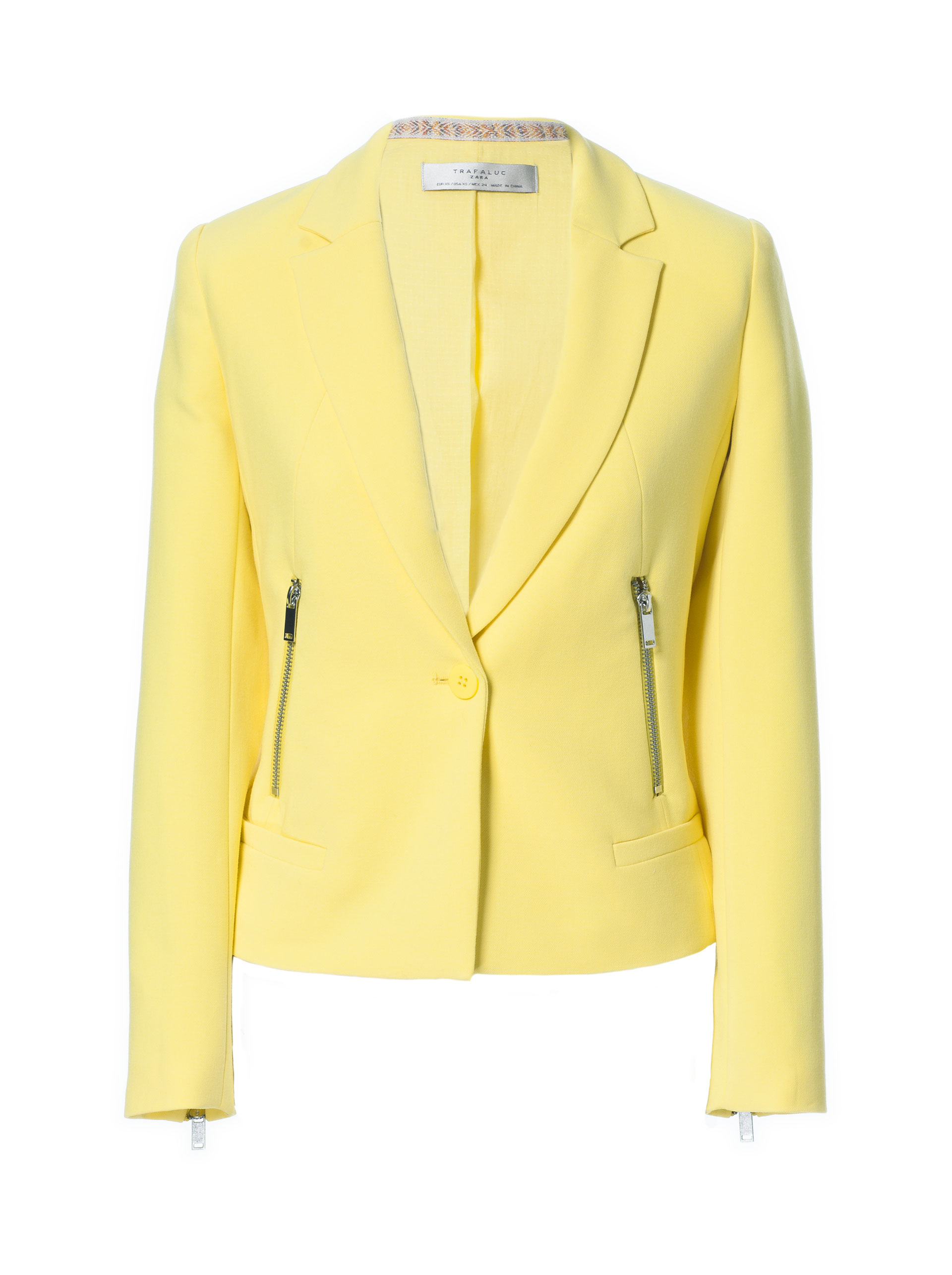 Zara Blazer with Zips in Yellow | Lyst