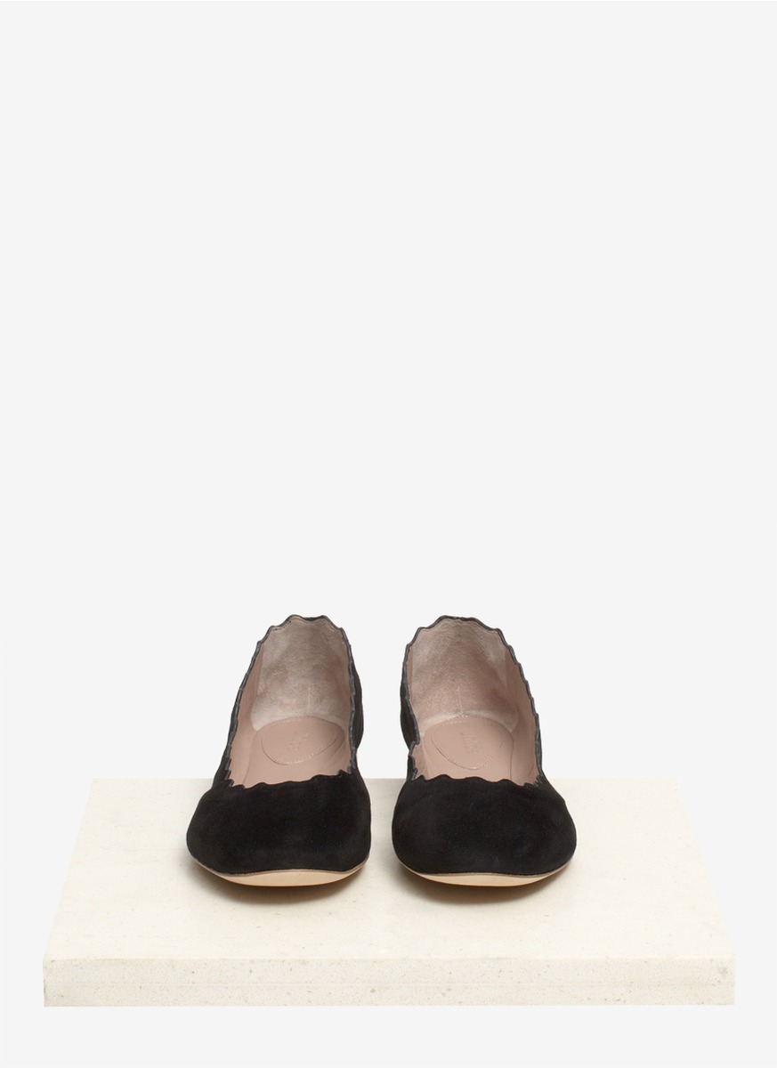 black scalloped ballet flats