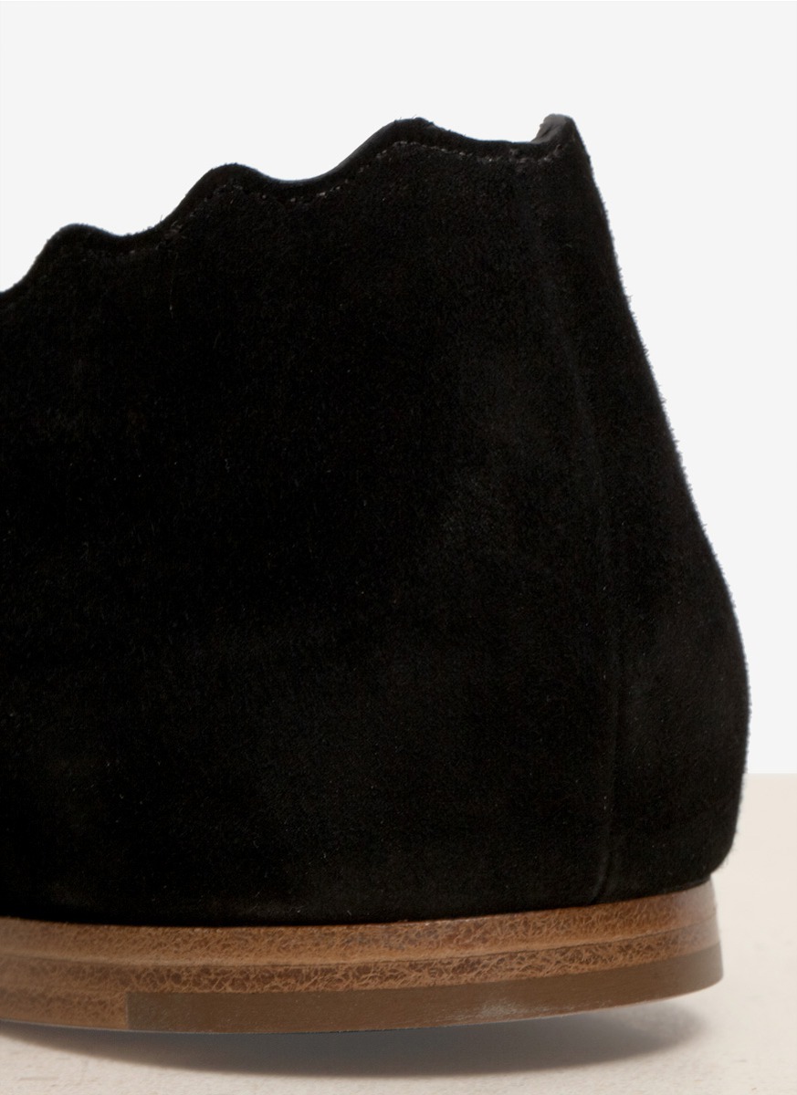 black scalloped ballet flats