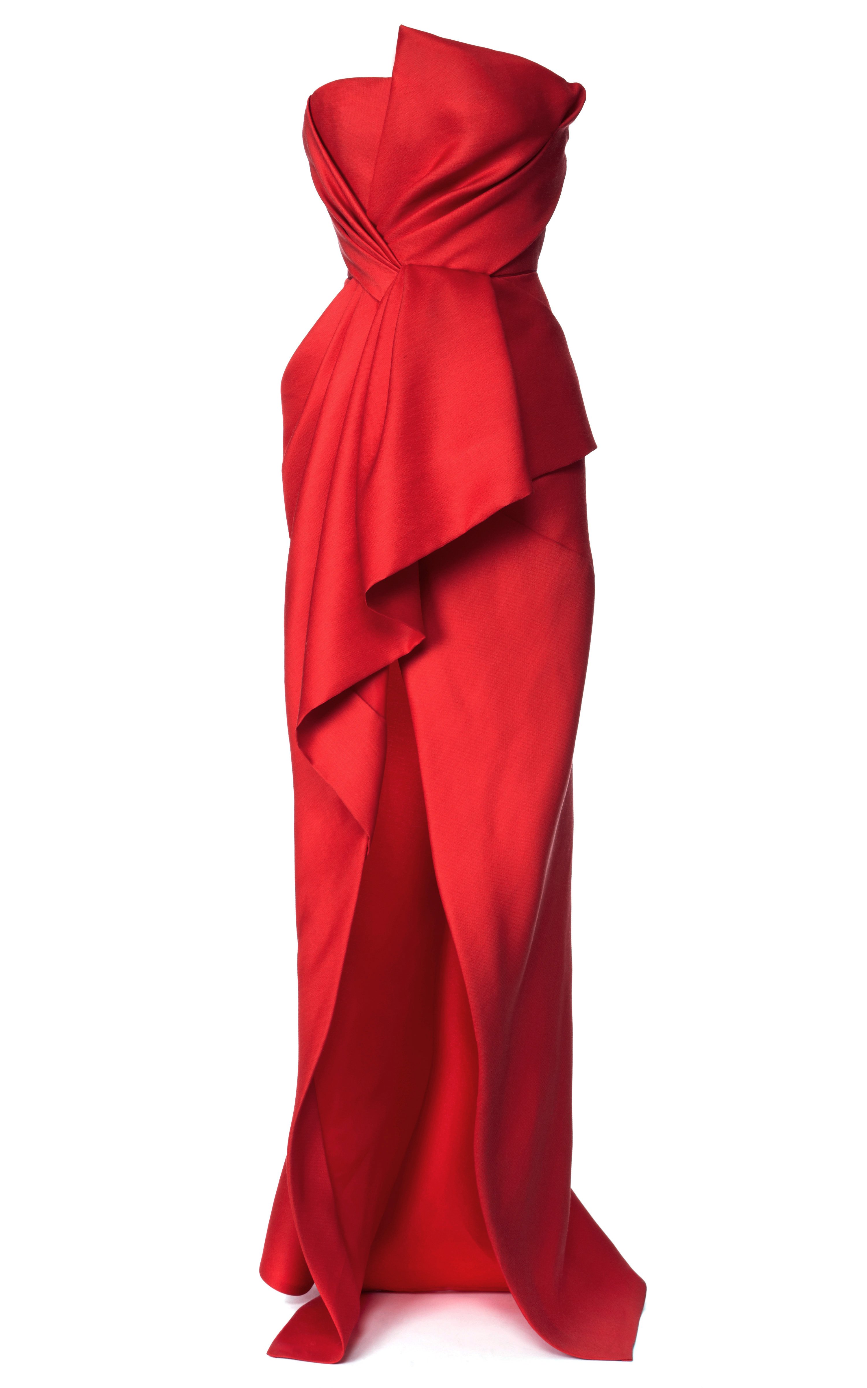 J. mendel Silk and Wool Gazaar Strapless Bustier Gown in Red (Blush) | Lyst