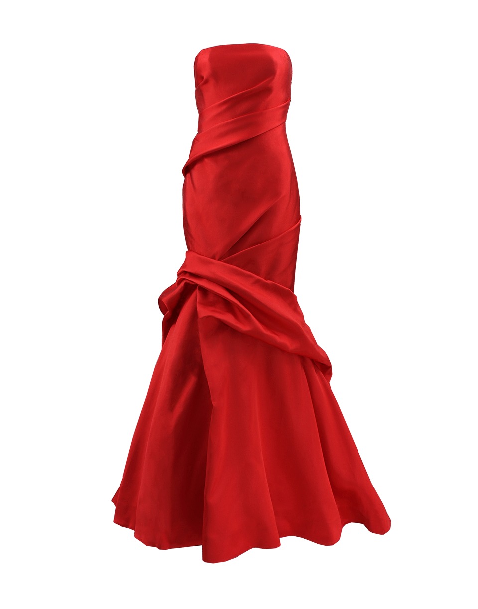 Monique Lhuillier Strapless Drape Gown in Red | Lyst