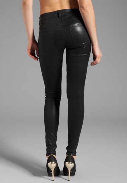 7 For All Mankind The High Gloss Skinny in High Shine Black in Black ...