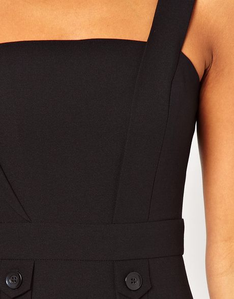 Asos Sexy Pinafore Pencil Dress in Black | Lyst
