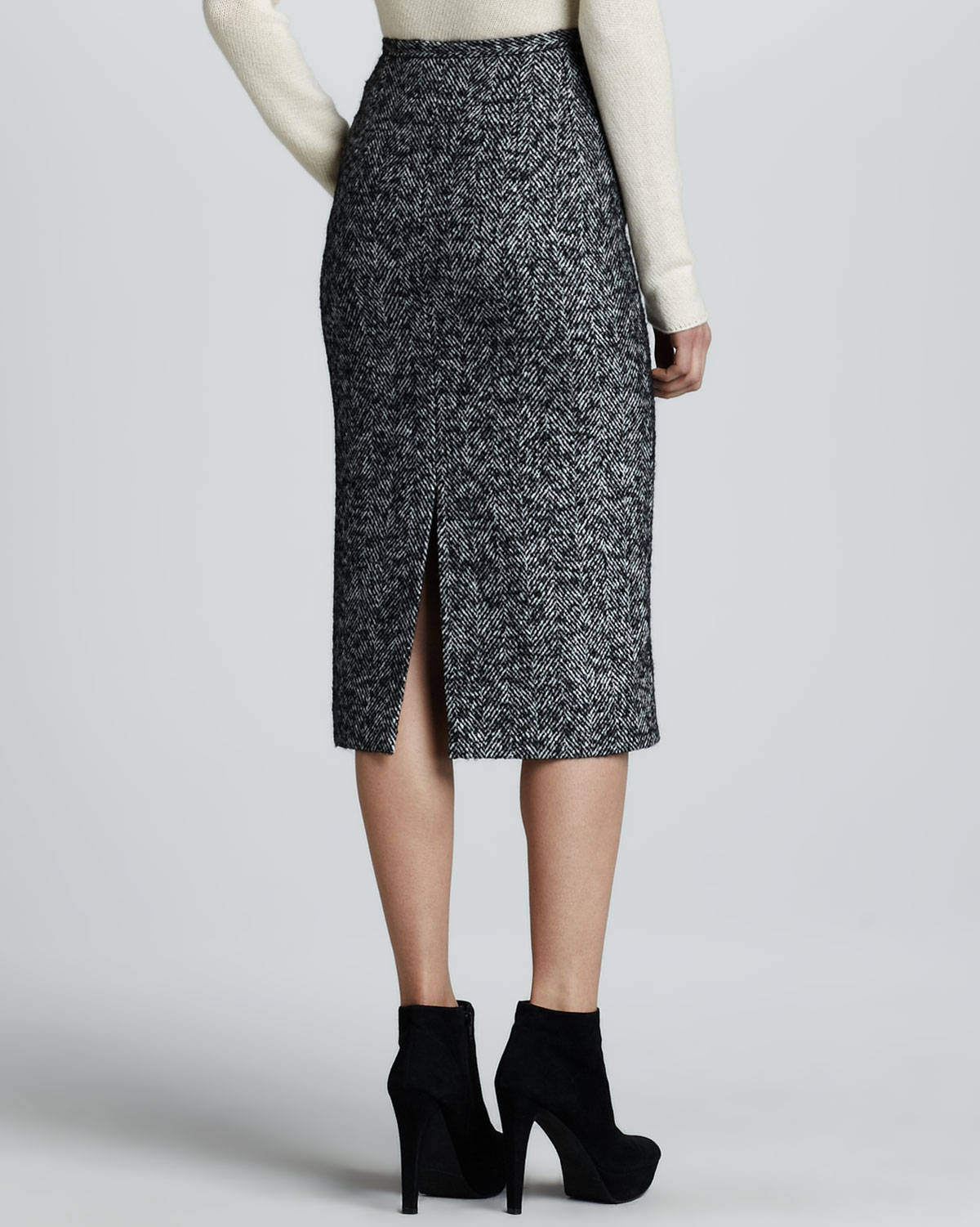 Lyst - Michael Kors Herringbone Pencil Skirt in Gray