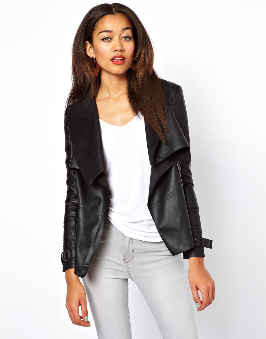 New Look Black Faux Leather Waterfall Jacket New Look Plus Leather Biker Jacket Black Coats Jackets Ootd