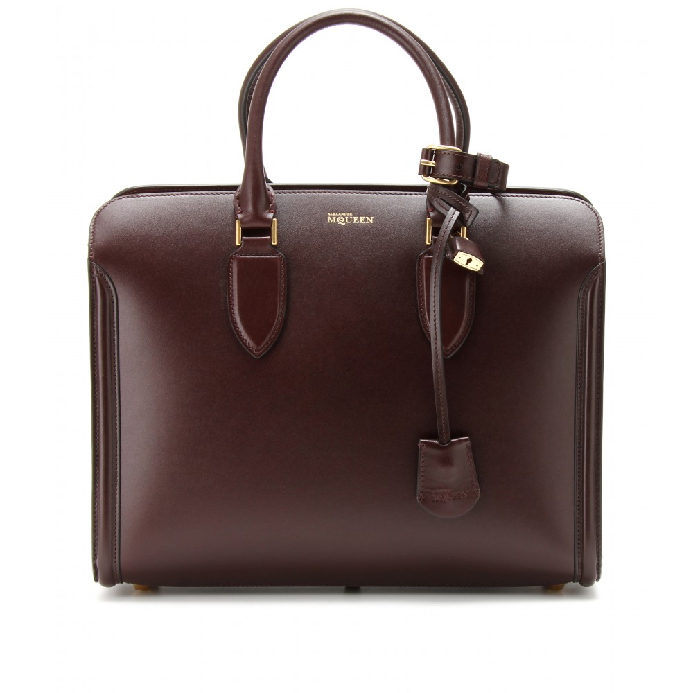 Lyst Alexander mcqueen Heroine Leather Tote in Brown