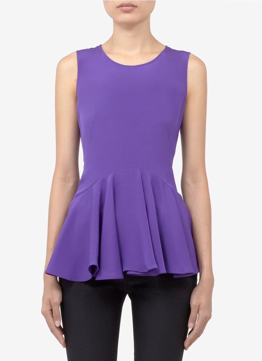 Lyst - Alexander Mcqueen Silk Peplum Top in Purple