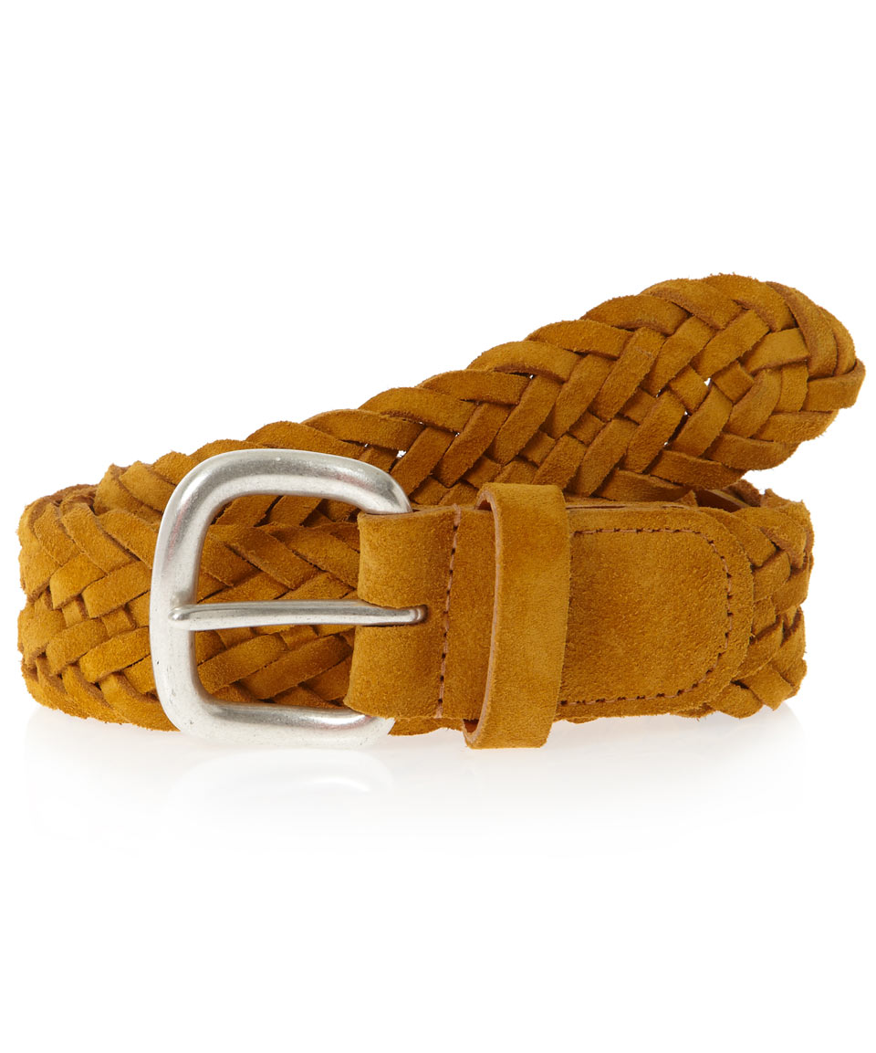 Andersons Mustard Woven Suede Belt in Yellow for Men | Lyst