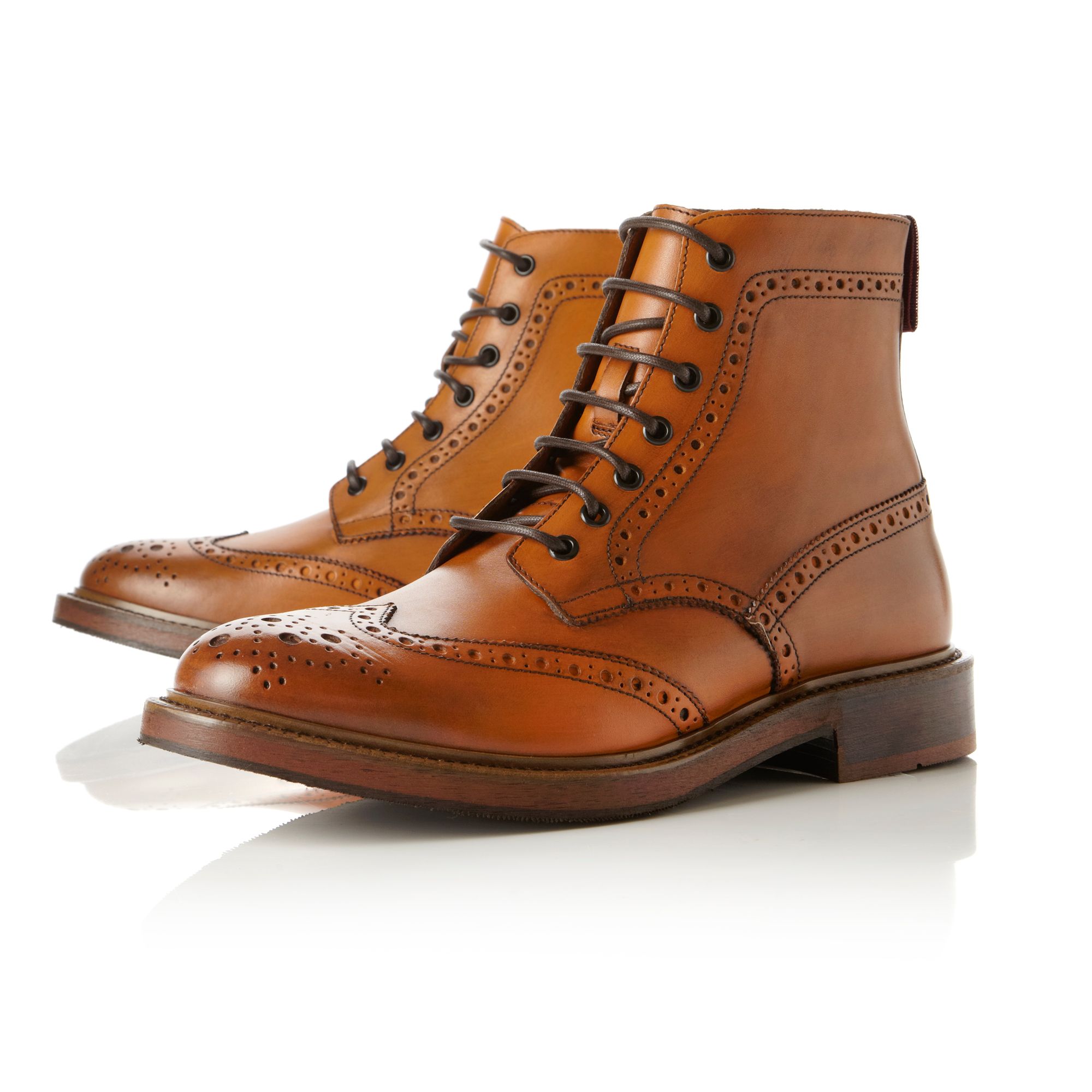 Dune Canterbury Brogue Lace Up Boots in Brown for Men | Lyst