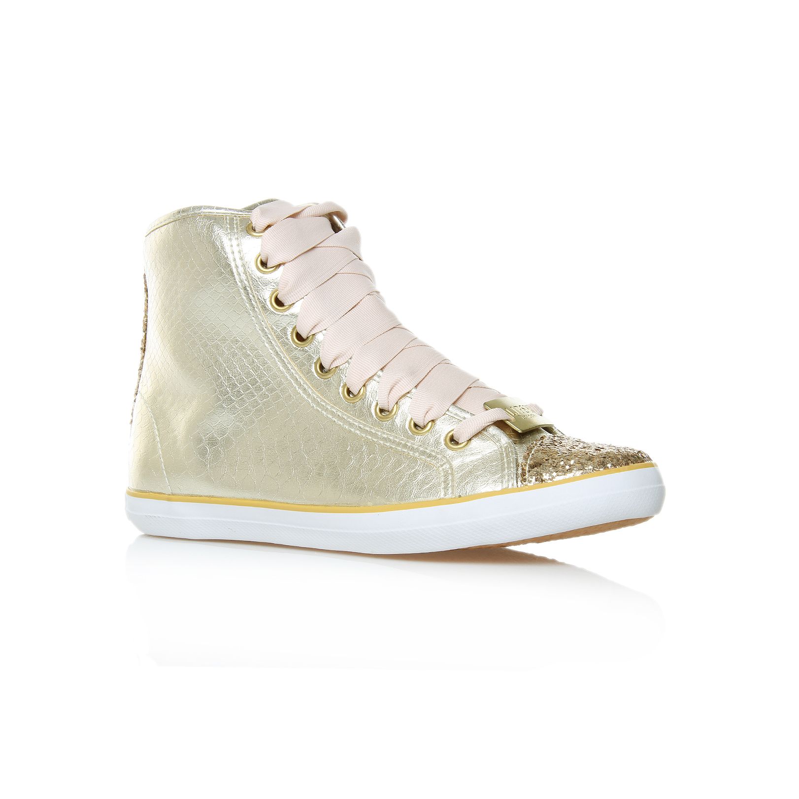 Lipsy Lavina Hitop Trainer Shoes in Gold | Lyst