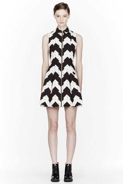 Opening Ceremony Black and White Jagged Print Kingston Dress in Black ...