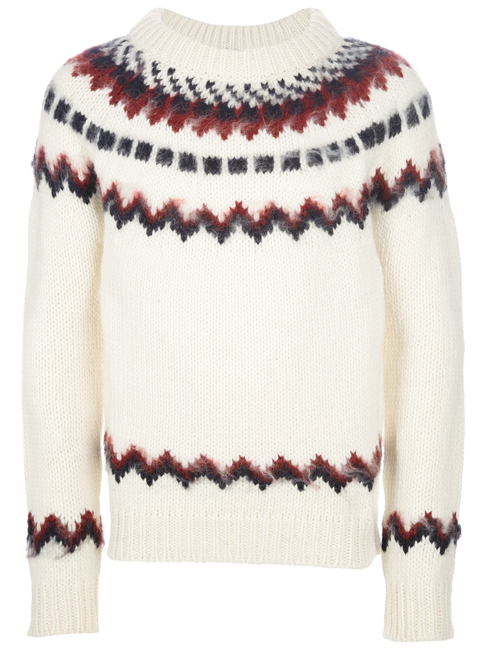 Saint Laurent Fair Isle Knit Sweater in White for Men | Lyst