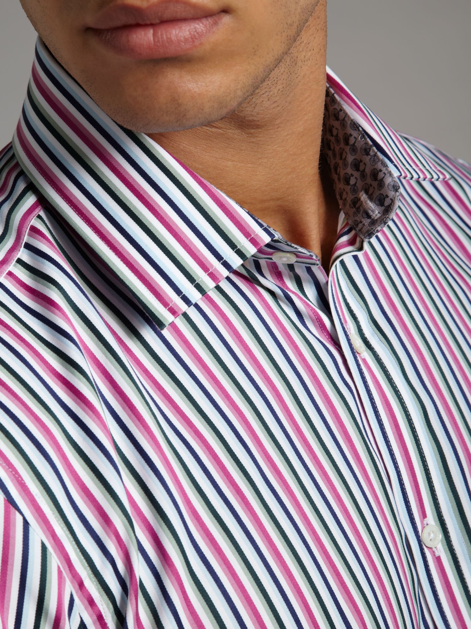 Ted baker Long Sleeved Multi Stripe Formal Shirt in Pink for Men (Green ...