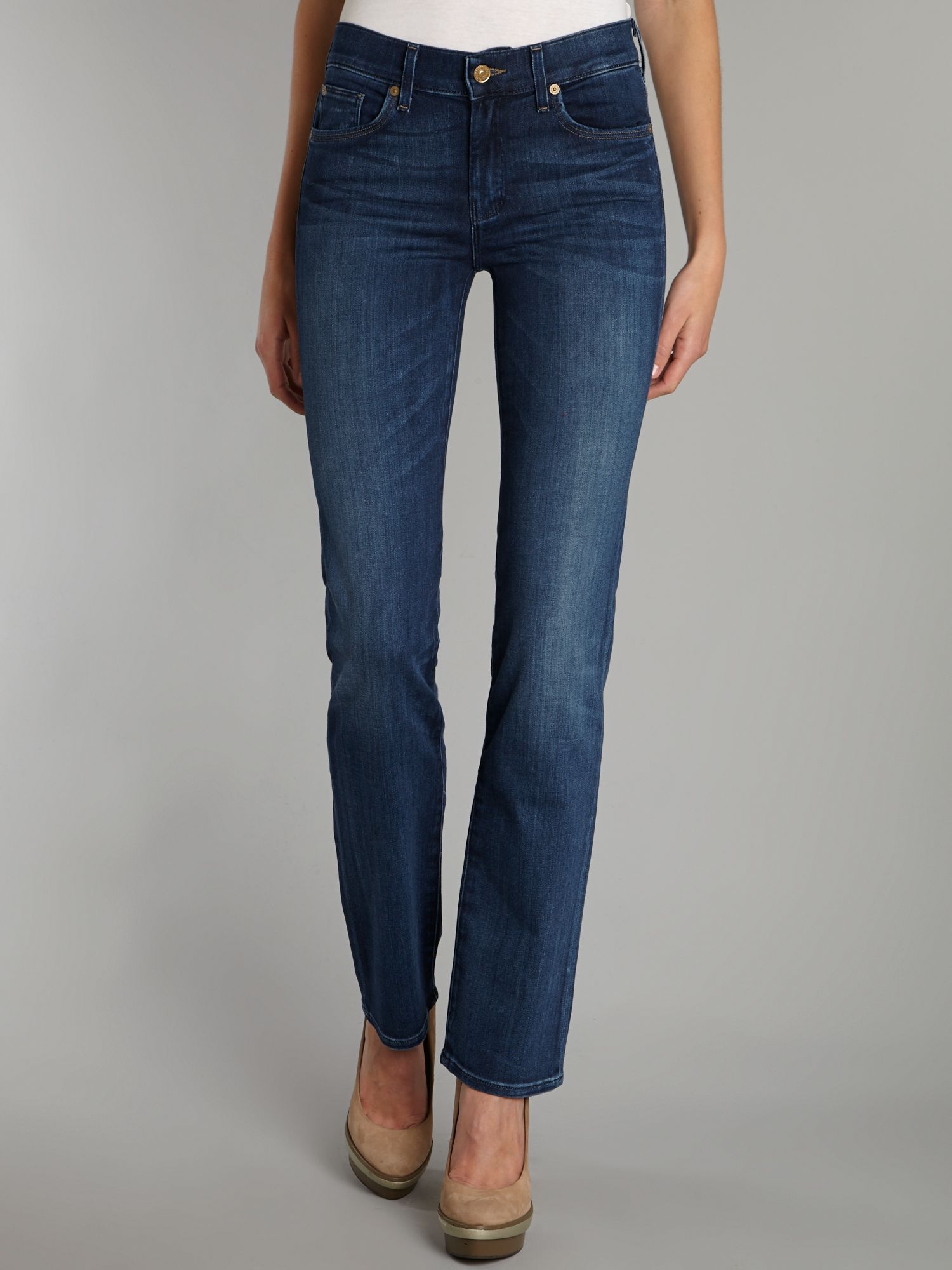 7 for all mankind High Waist Straight Leg Jeans in Pacific Shadows in ...