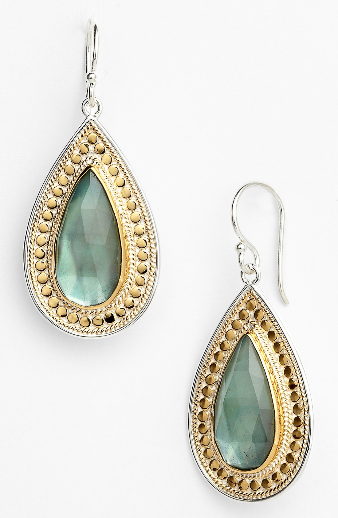 Anna Beck Gili Large Teardrop Earrings in Gold (Gold/ Green Amethyst ...