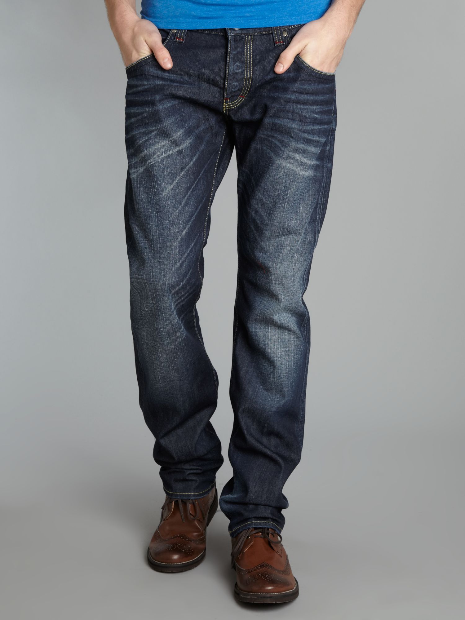 Armani jeans J08 Slim Fit Heavy Wash Jeans in Blue for Men | Lyst