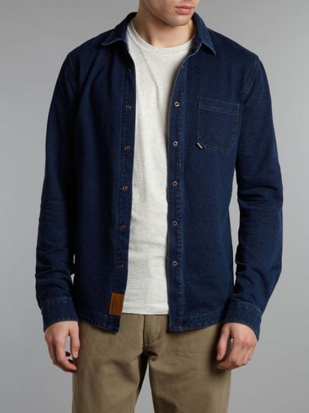 Bench Long Sleeved Denim Shirt in Blue for Men (Indigo) | Lyst