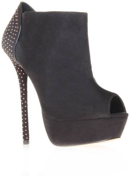 Carvela Kurt Geiger Georgette Peep Toe Platform Ankle Boots in Black | Lyst