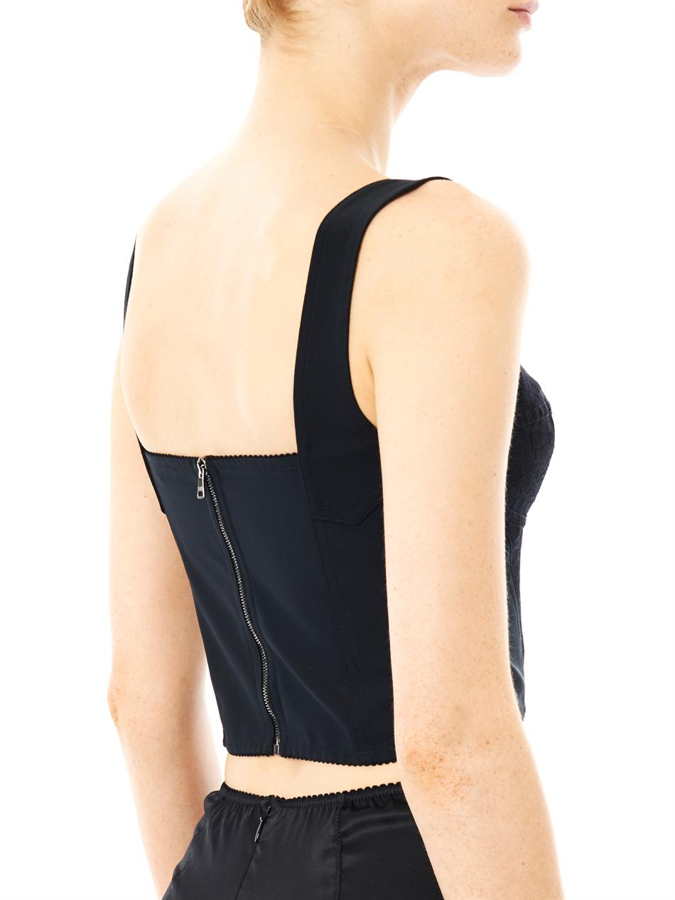 Lyst Dolce & Gabbana Lace Panel Bustier Bra in Black
