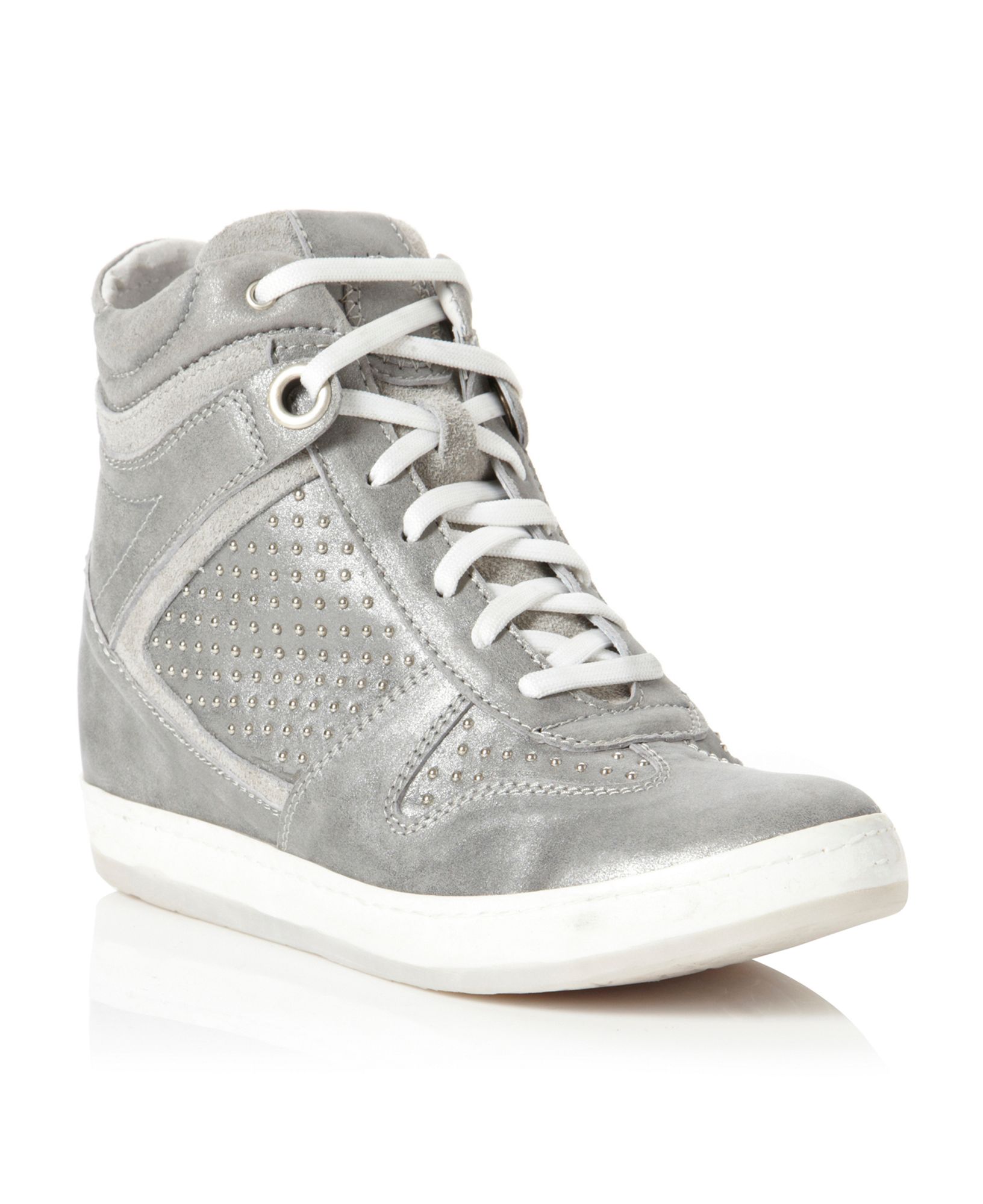 Dune Limelight Concealed Wedge Stud Lace Up Shoes in Silver (Pewter) | Lyst