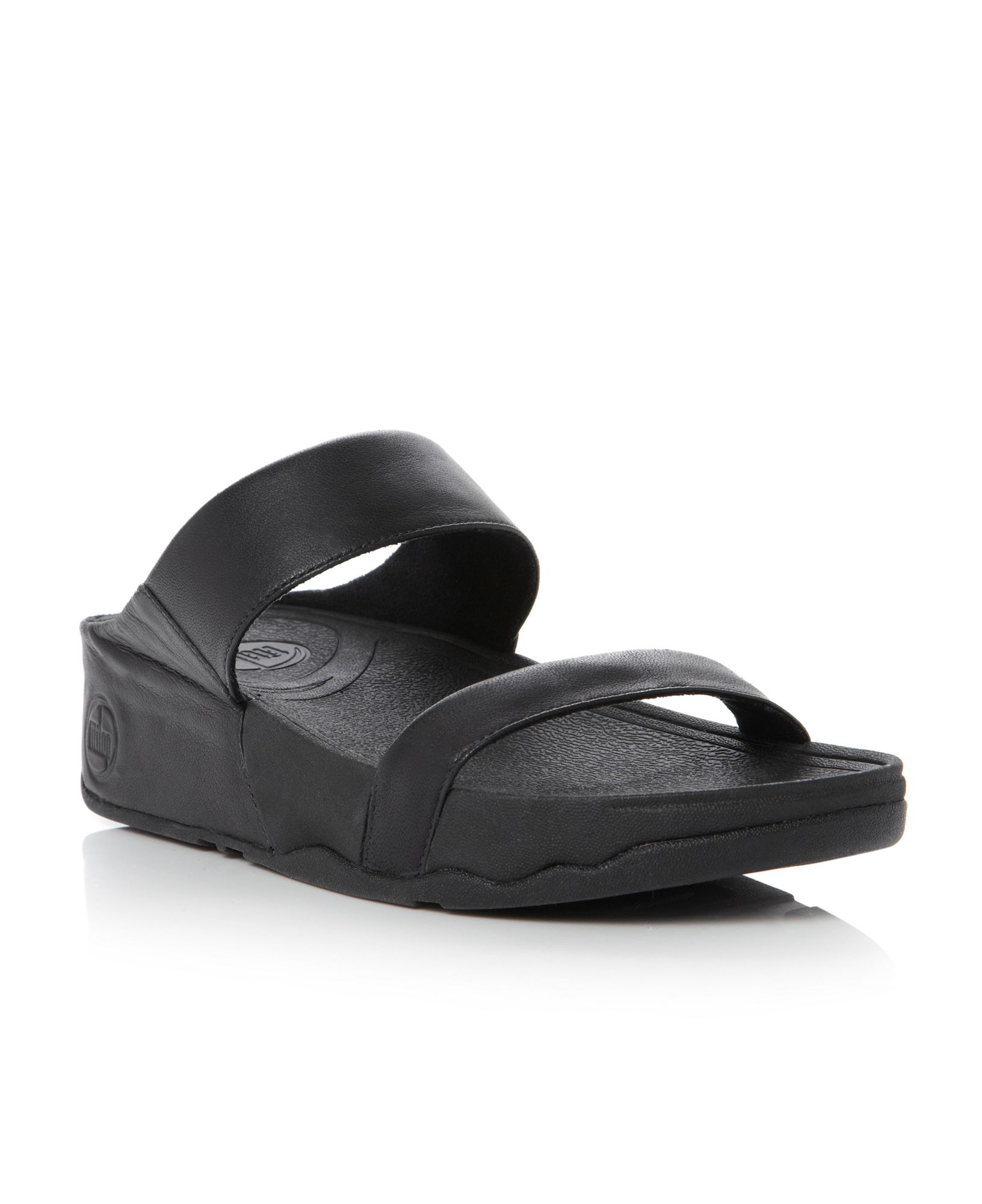 Fitflop Lulu Slide Plain Lea 2 Bar Mule Sandals in Black (Black Leather ...