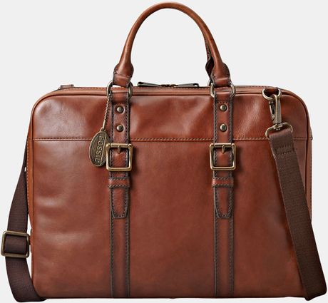 Fossil Estate Leather Briefcase in Brown for Men (cognac) | Lyst
