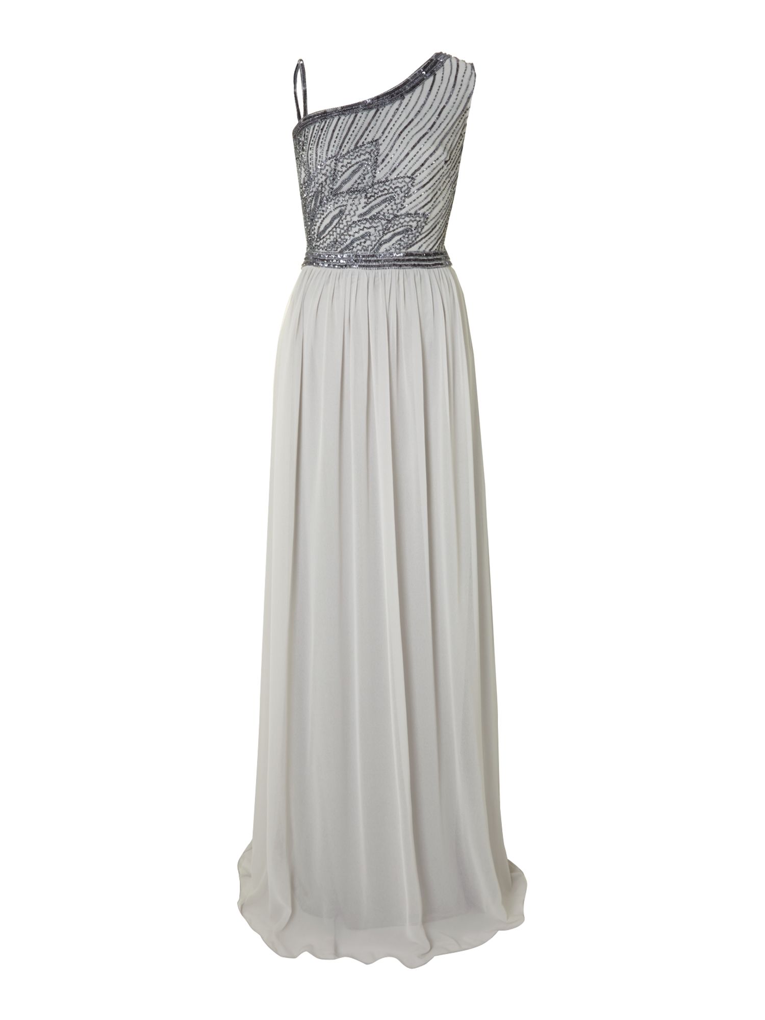 Js collections Leaf Beaded Chiffon Dress in Gray | Lyst