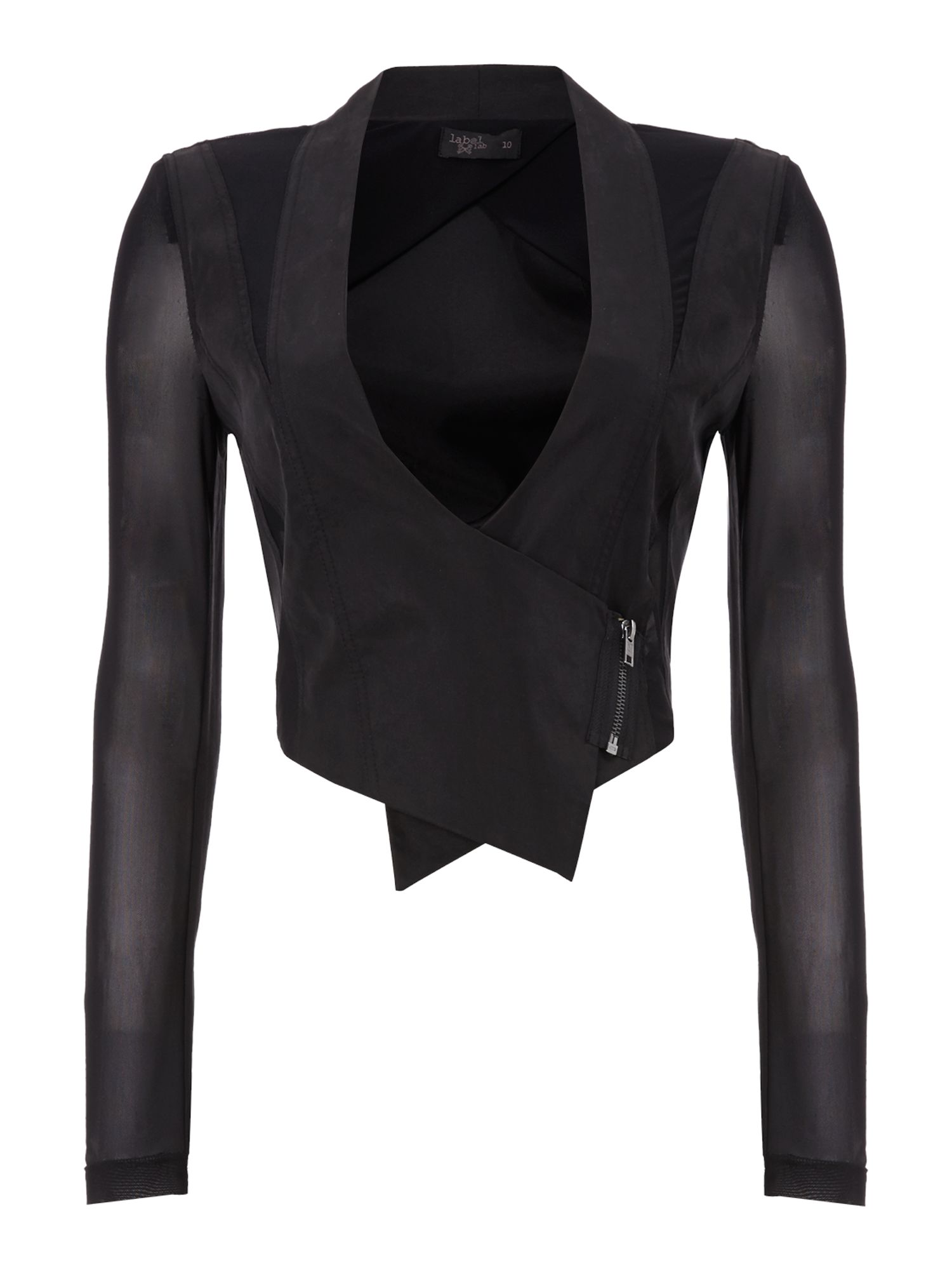 Label lab Cropped Zip Jacket in Black | Lyst