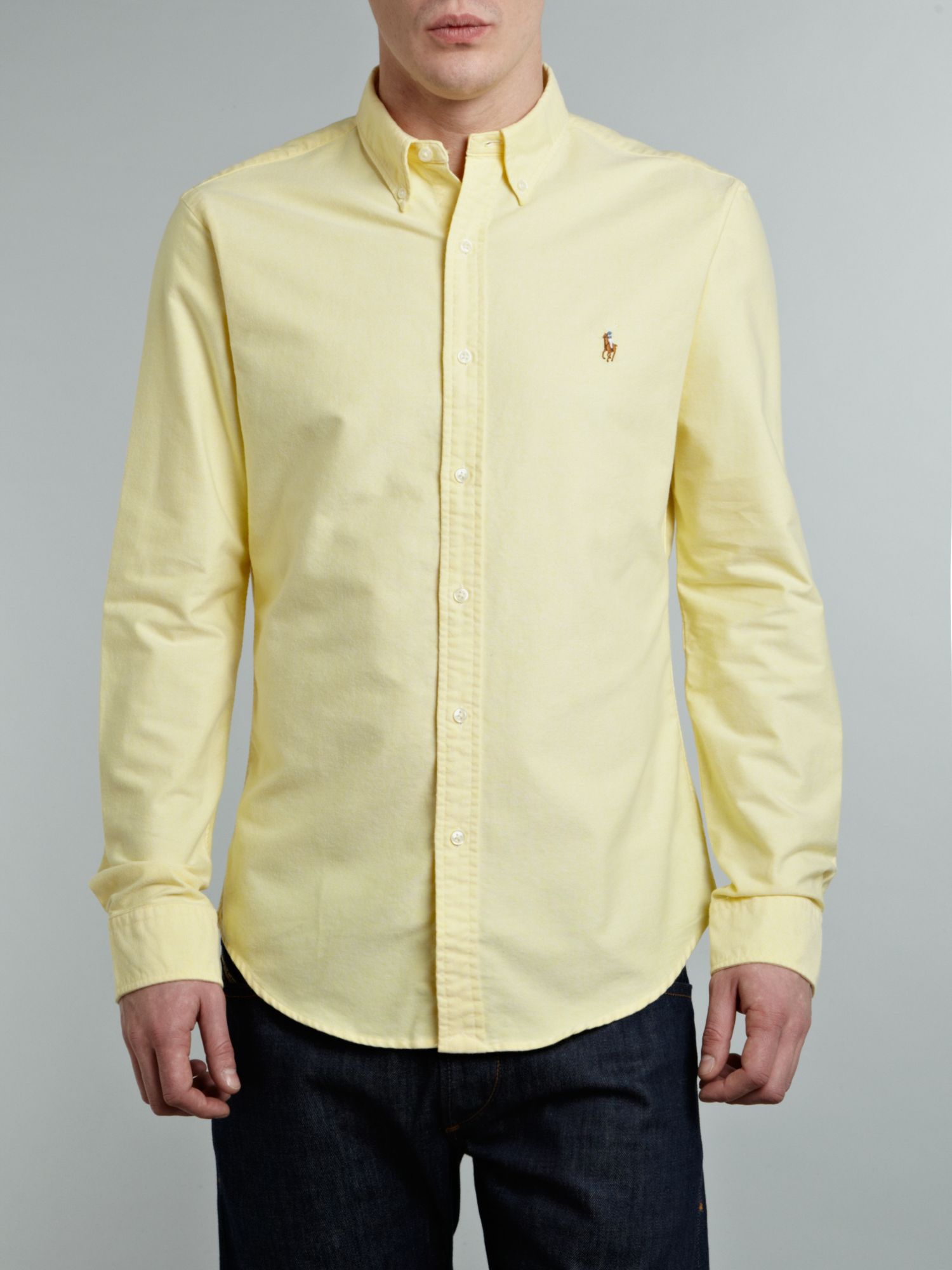Polo ralph lauren Long Sleeved Oxford Shirt in Yellow for Men | Lyst