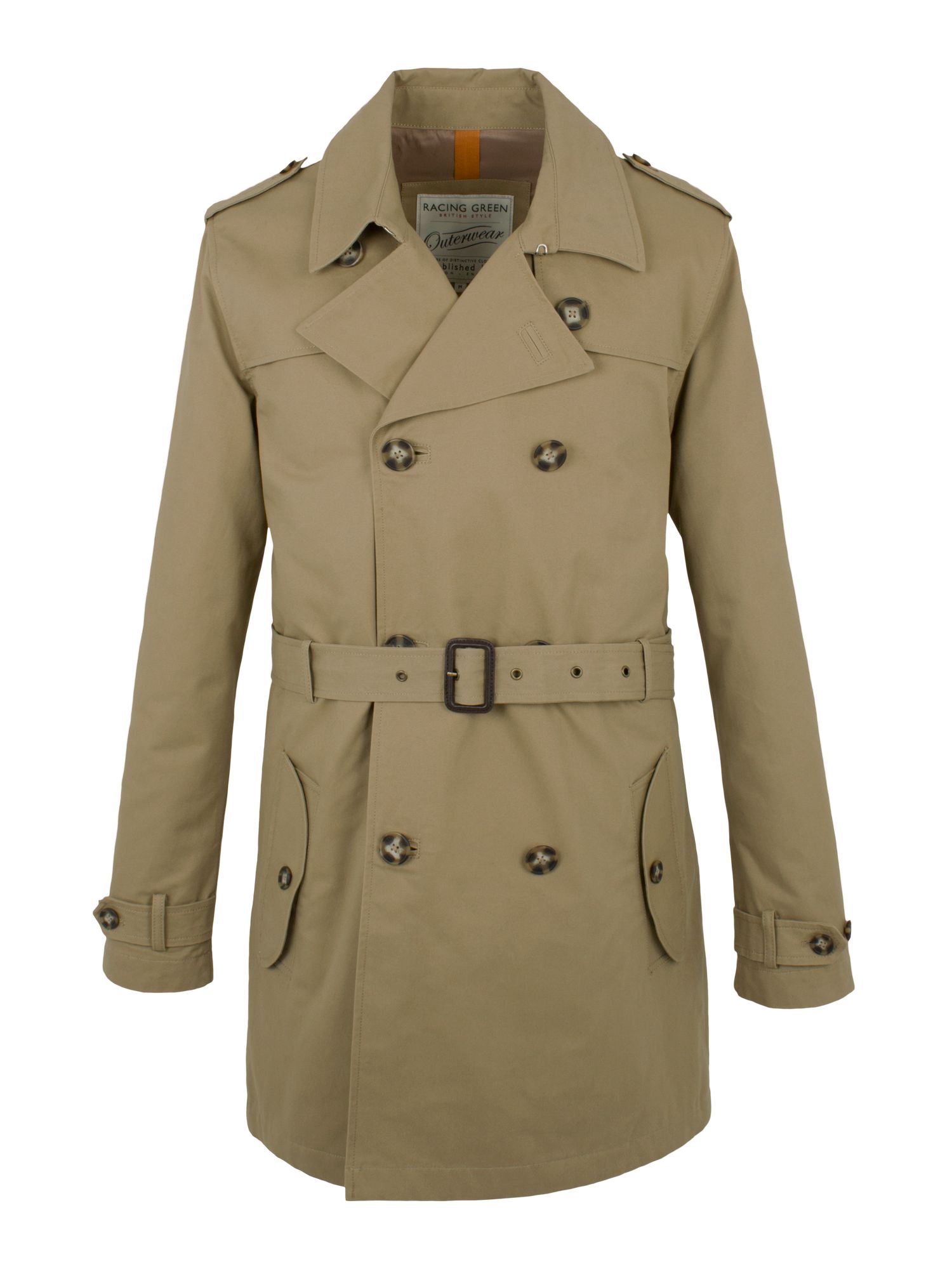 Racing green Belted Trench Coat in Natural for Men | Lyst