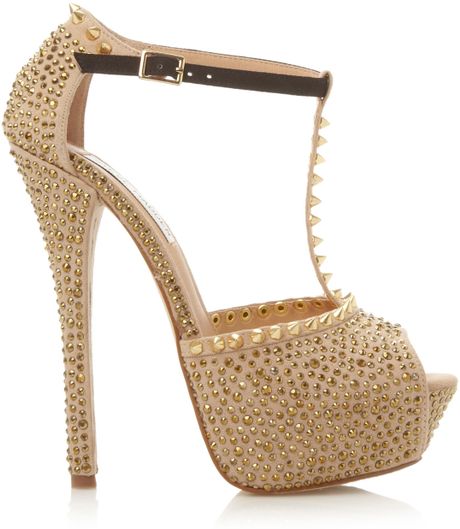 Steve Madden Angelz Jewelled Platform Sandals in Gold | Lyst