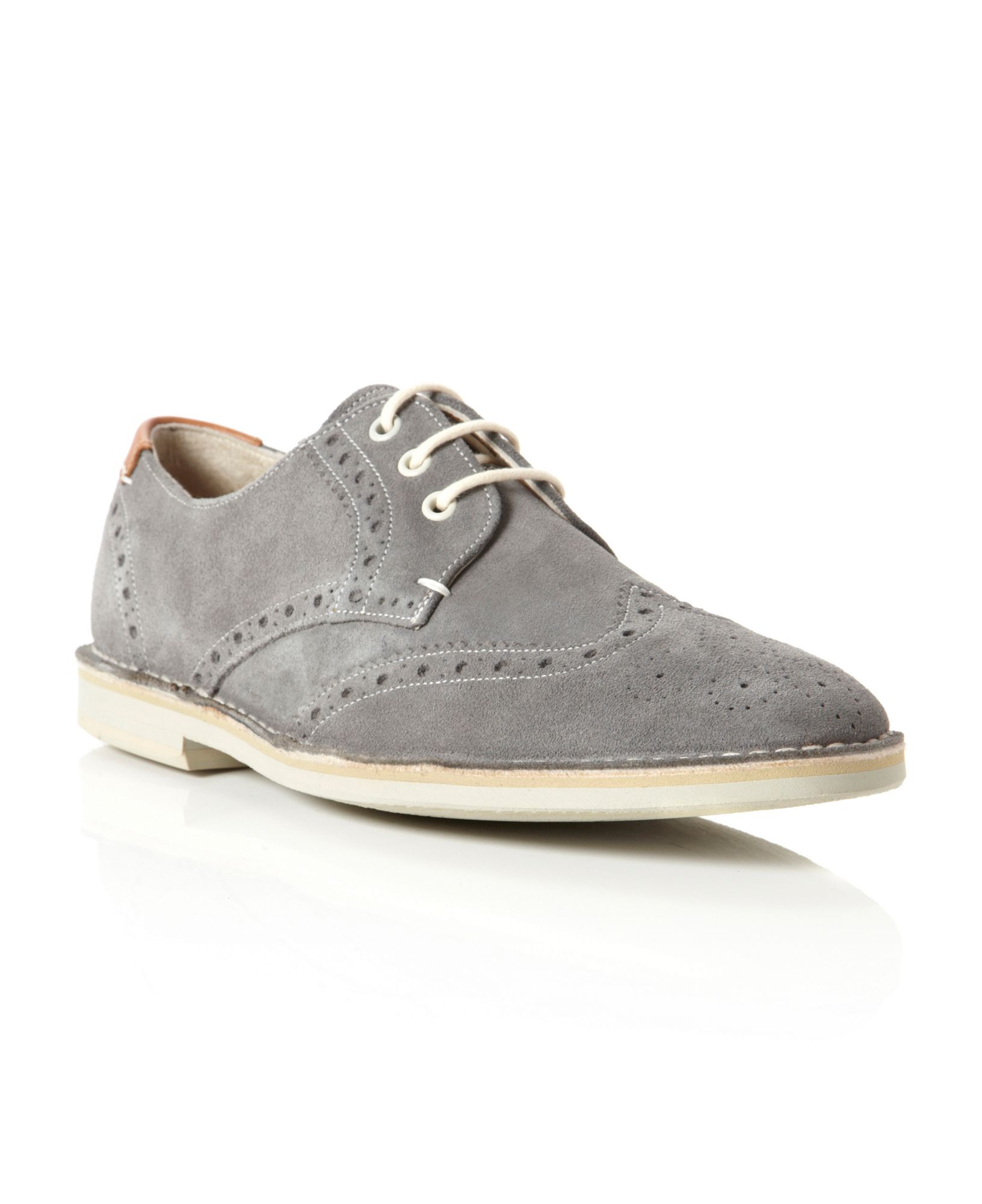 Ted Baker Jamfro Suede Brogue Shoes in Gray for Men (Grey) | Lyst