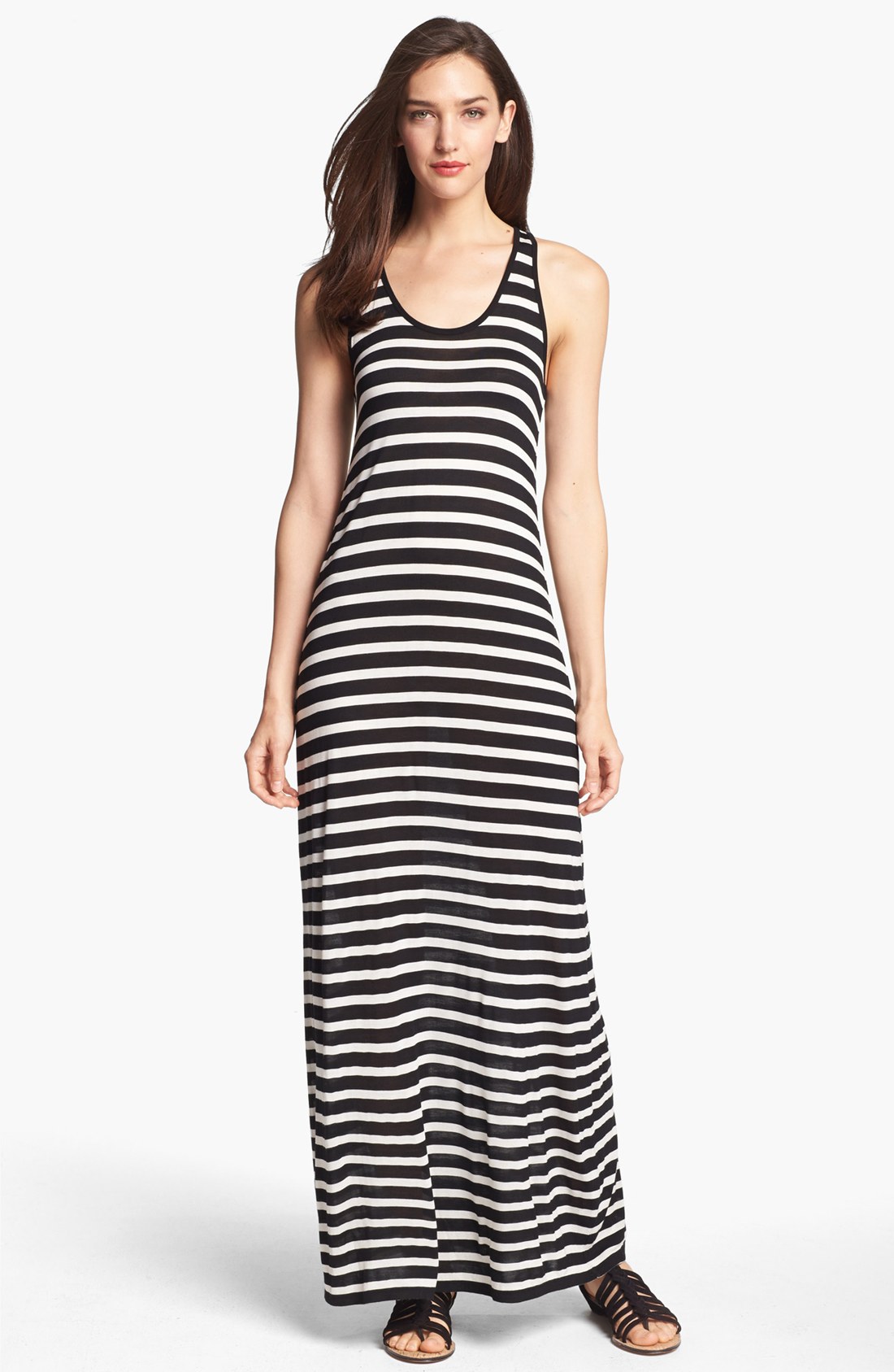 Two By Vince Camuto Stripe Racerback Maxi Dress in Black (Rich Black ...