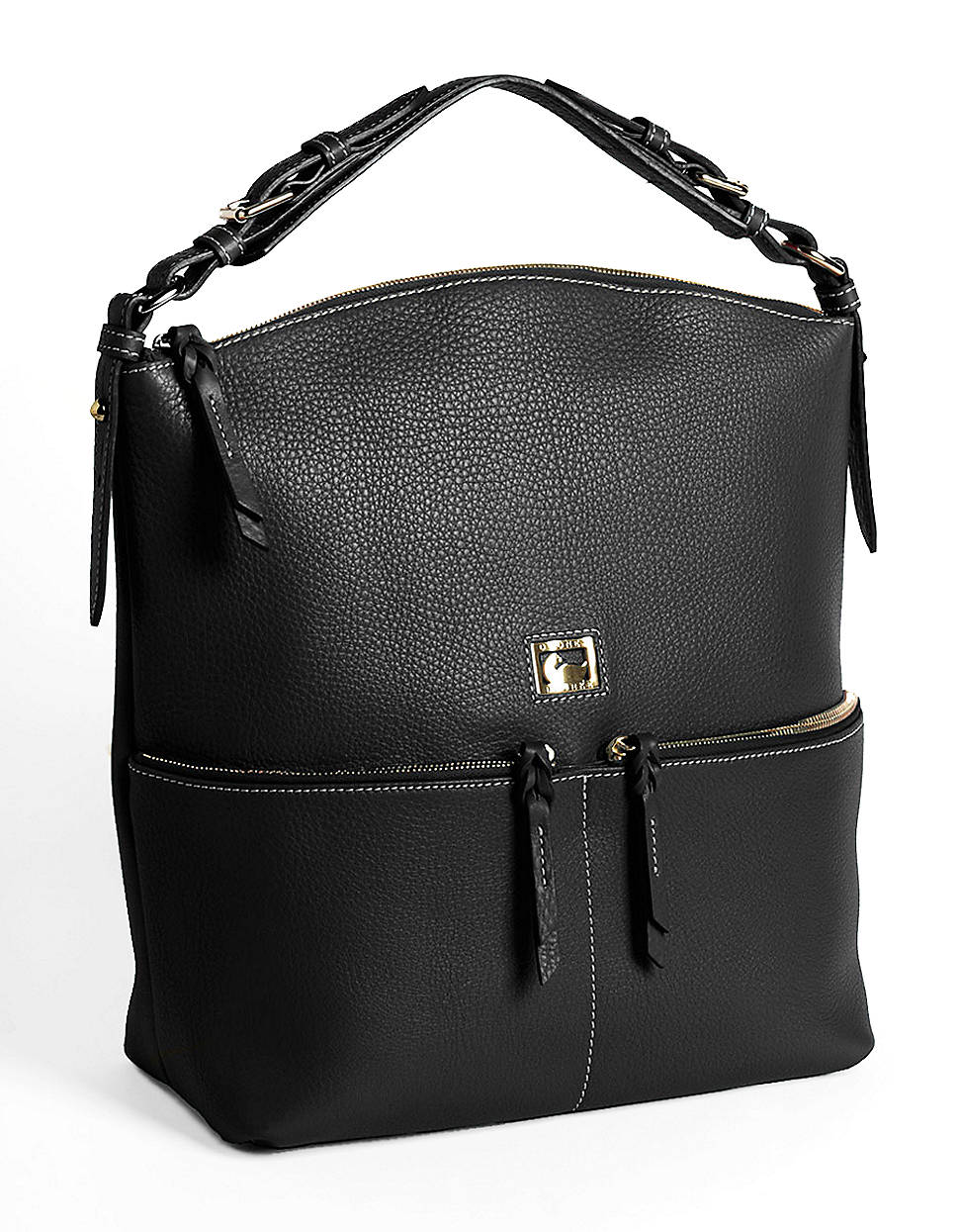 Dooney & Bourke Leather Medium Zipper Pocket Sac Bag in Black | Lyst