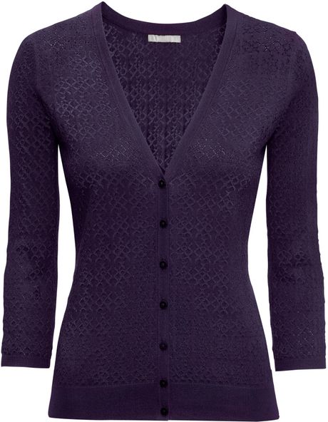 H&m Fine Knit Cardigan in Purple (Dark purple) | Lyst