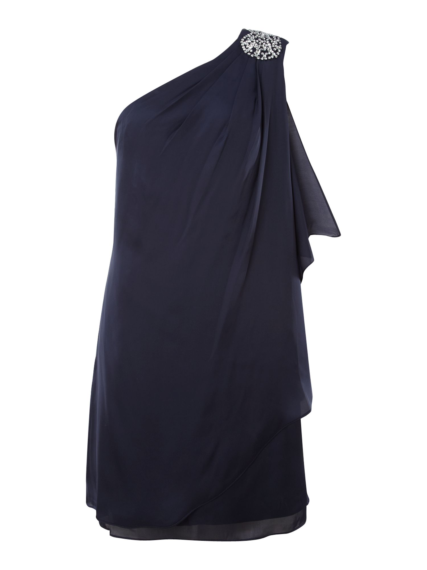 Js collections One Shoulder Draped Dress in Blue | Lyst
