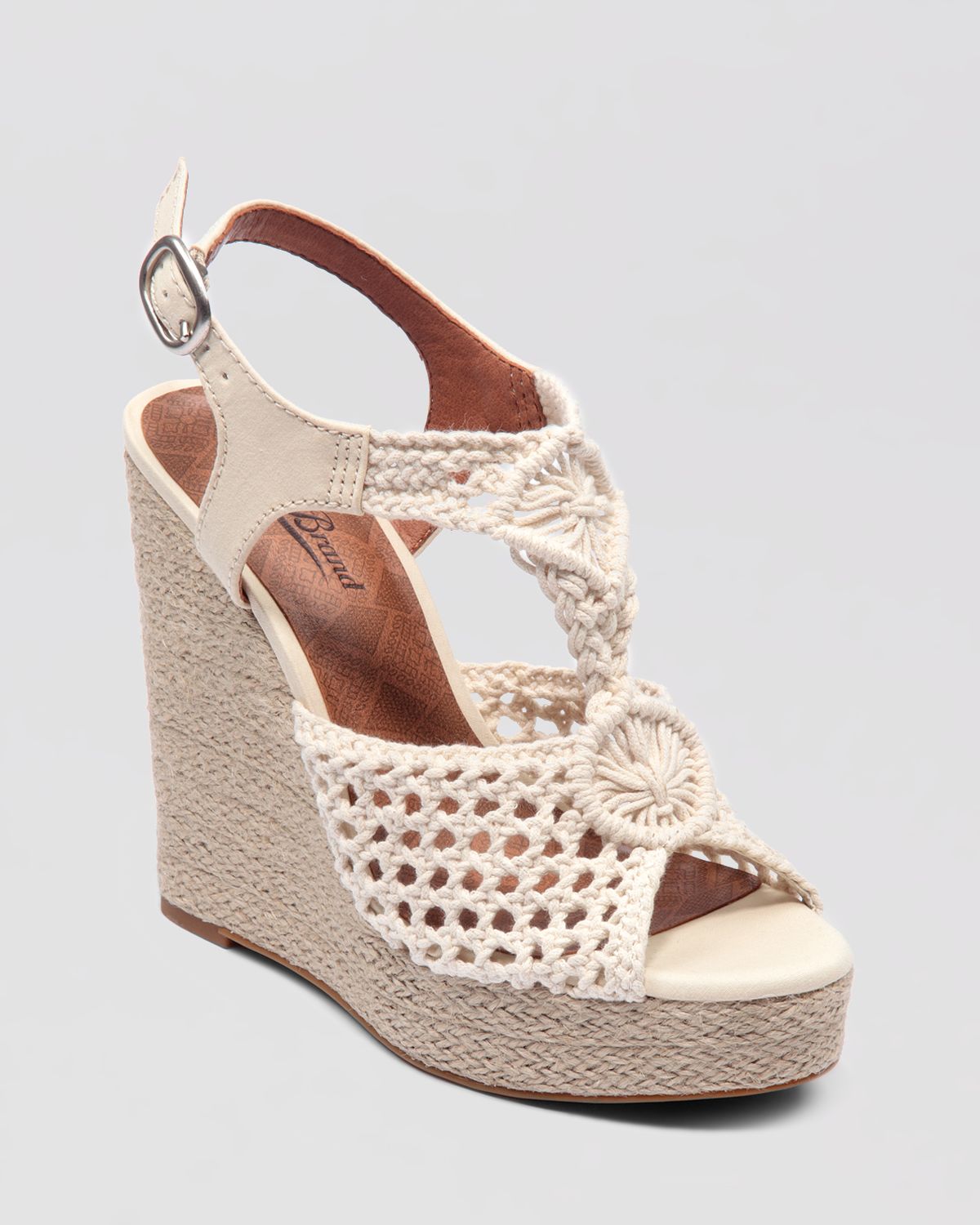 Lyst Lucky Brand Wedge Platform Sandals Rilo Crochet in Natural